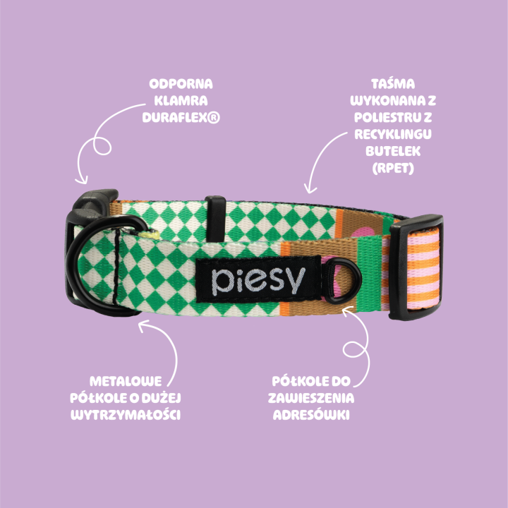 PIESY 🐕 Obroża z klamrą "Psichodelia"